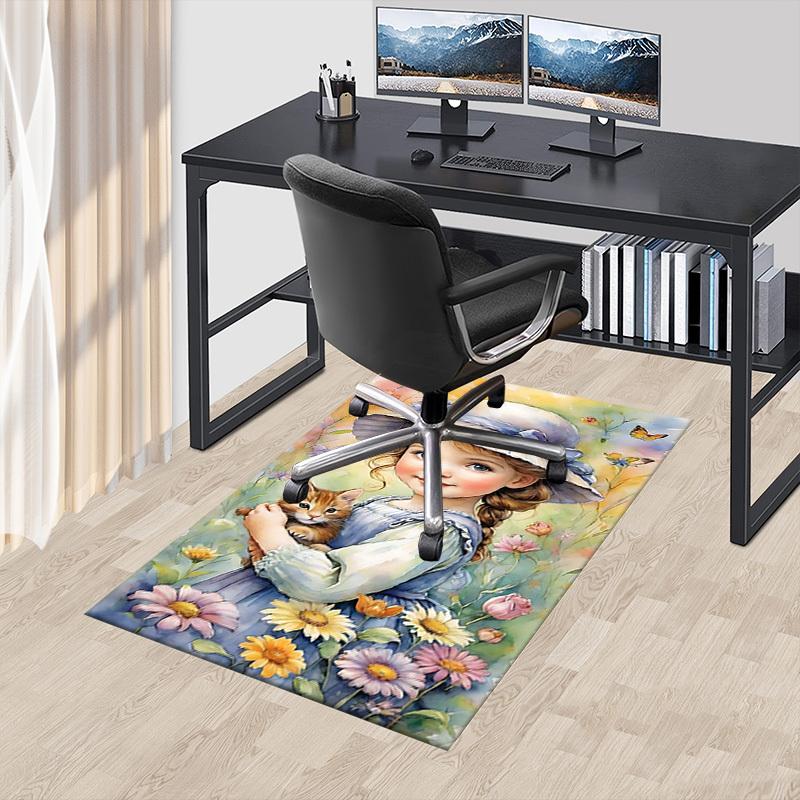1PC girl flowers Extra Large Non Slip Floor carpet, Office, family, Studio   Large Area Rug Indoor Rugs, Bold Statement Piece