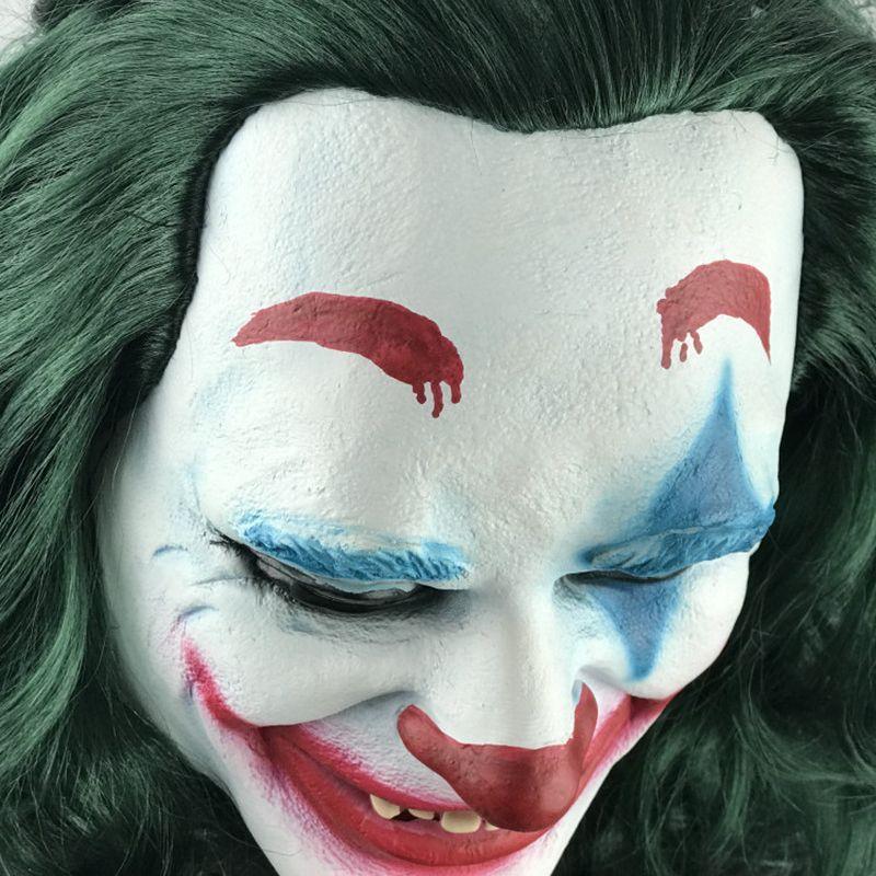 Halloween Green-Haired Clown Mask Latex hood Horror Dance Party Performance Props Clown mask