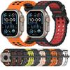 Rugged Silicone Strap for Apple Watch Ultra 2 Band 49 46 45 44mm Two-One Ocean Sport Band Breathable Bracelet for iWatch 10 9 8