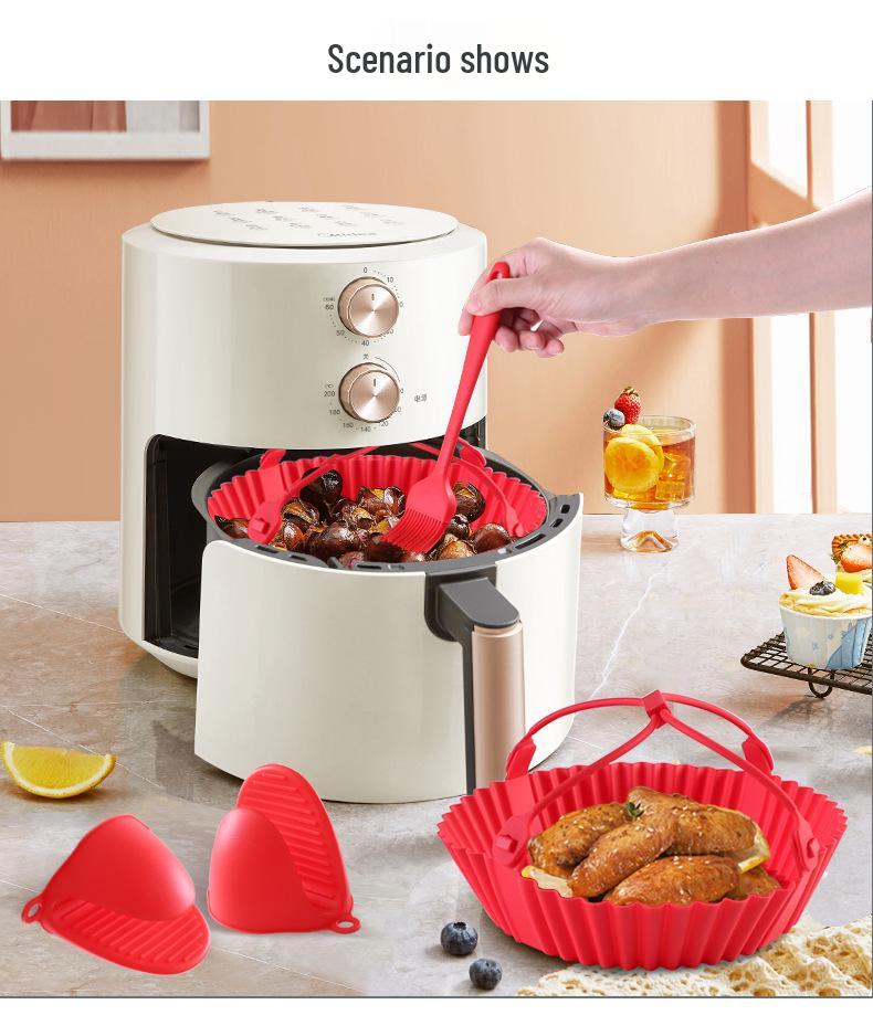 Set di Accessori Rotondi in Silicone Resistente al Calore per Friggitrice ad Aria