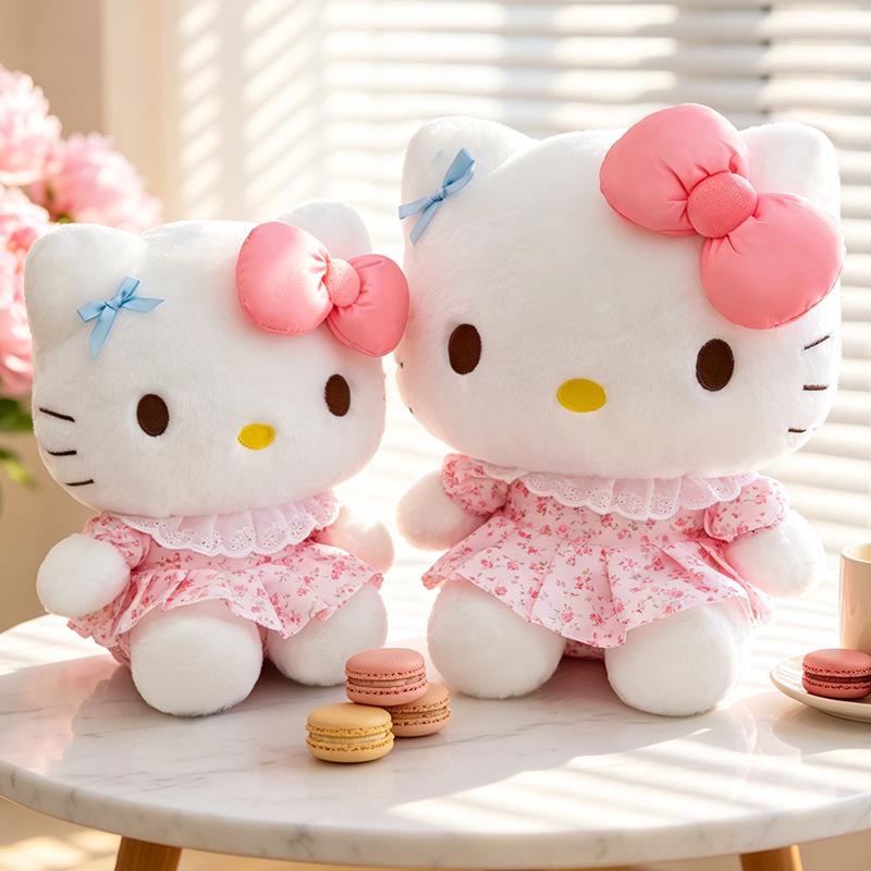 Cartoon Kitten Floral Dress Plush Toy - Cute Cat Doll & Cushion Gift