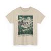 Nature Sketch T-Shirt, Mountain Forest Landscape, Pine Trees Full Moon Night Print, Outdoor Adventure Graphic, Green Art Top