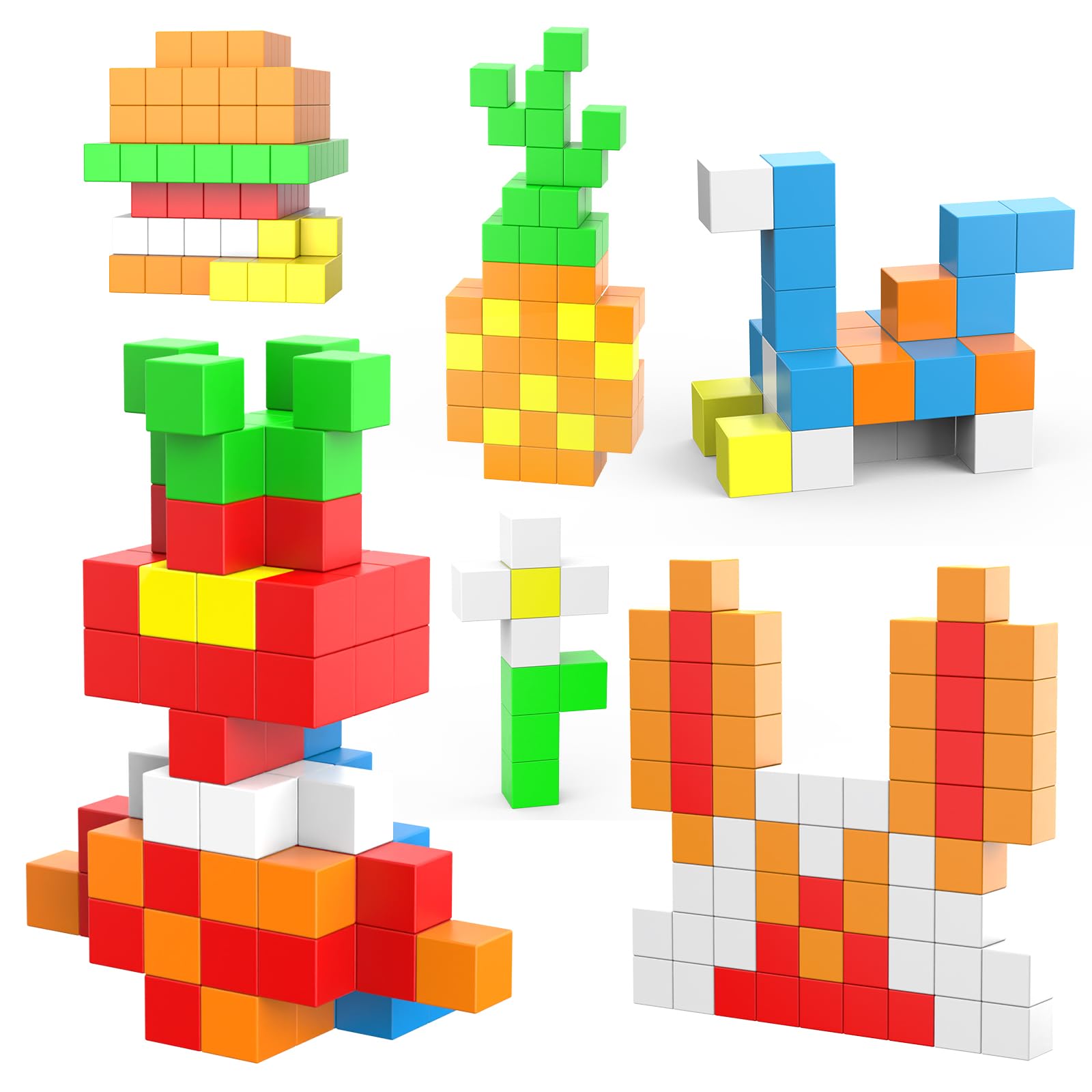 

TYORORO Magnetic Blocks, 49 Pieces, Multicolored, 3D Puzzle, Building Blocks, Educational Toy, Preschool Toy, Long-lasting Play, Storage Bag,