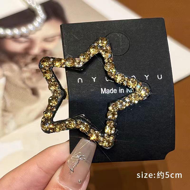 [Rhinestone Star Hair Clips] 2pcs Rhinestone Five-Pointed Star Hair Clips | Back-of-the-Head Bangs and Side Bangs Clip
