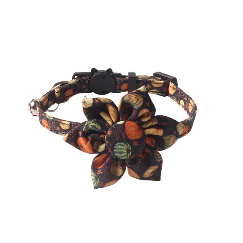 Verstellbares Und Strapazierfähiges Haustierhalsband Ahornblatt- Und Sonnenblumenmuster 1.0*28cm