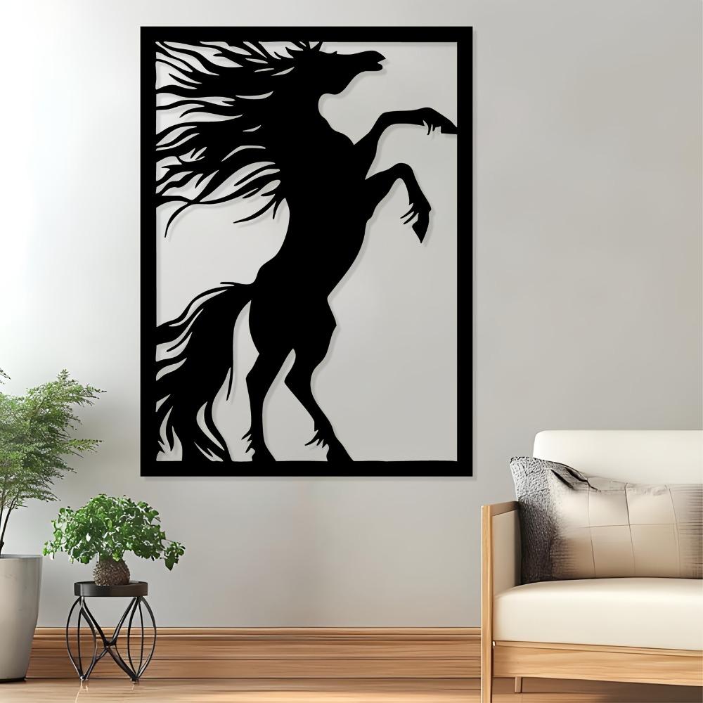 1pc Galloping Horse Metal Wall Art, Dynamic Iron Sculpture Outdoor Garden Decor, Equestrian Gift for Horse Lovers Patio Fence Thanksgiving Christmas