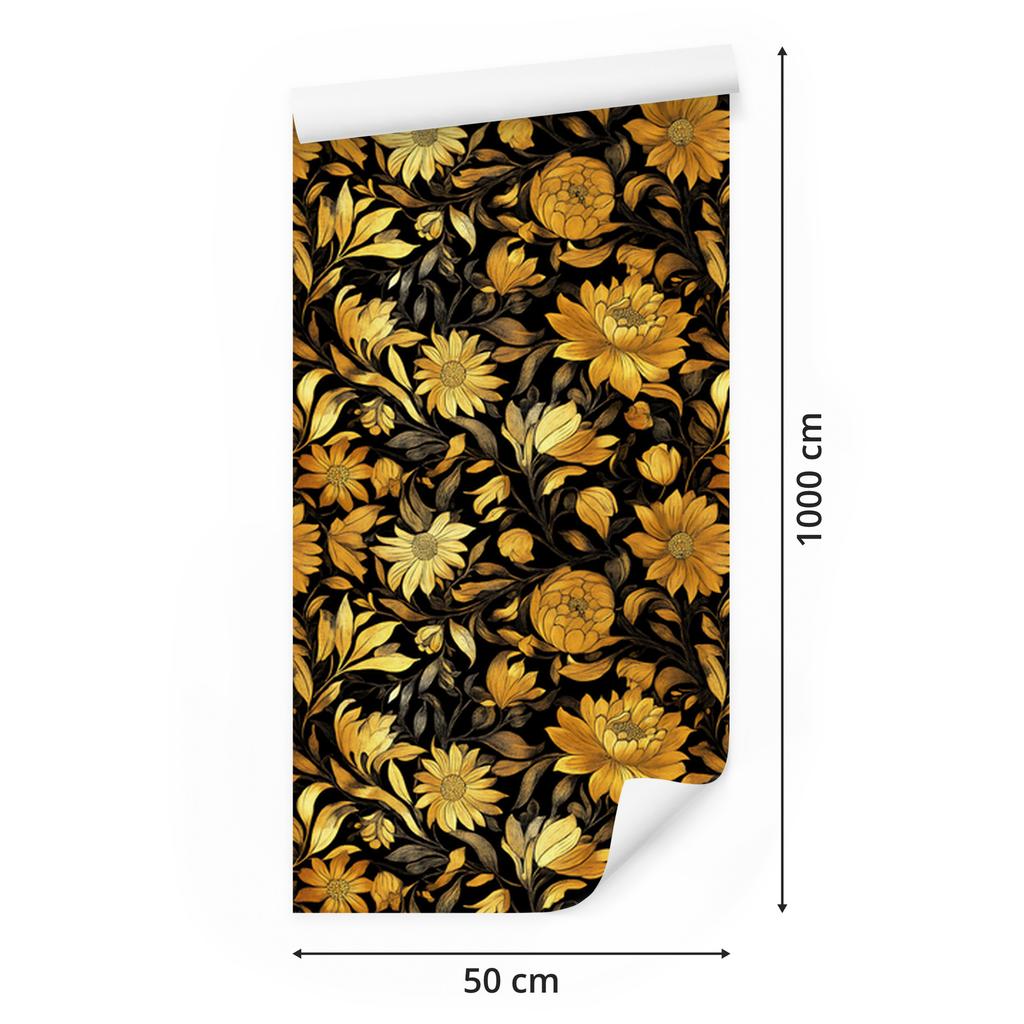 Wallpaper Golden Hibiscus Ochre, Mountain Ochre for Living Room and Bedroom 50x1000
