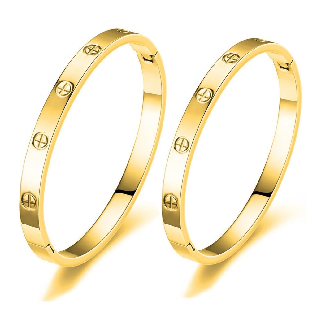 Neues vierblättriges Kleeblatt Titanstahl Paararmband Schlichter eleganter Titanstahlschmuck Edelstahlarmband