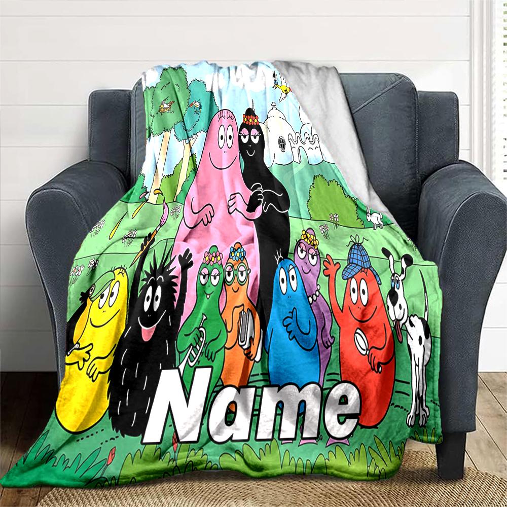 Customiz Name Personality Barbapapa (2) Blanket Soft &Warm Sofa Office Bed Travel Lunch Break Blanket, Gift Suitable for All Seasons