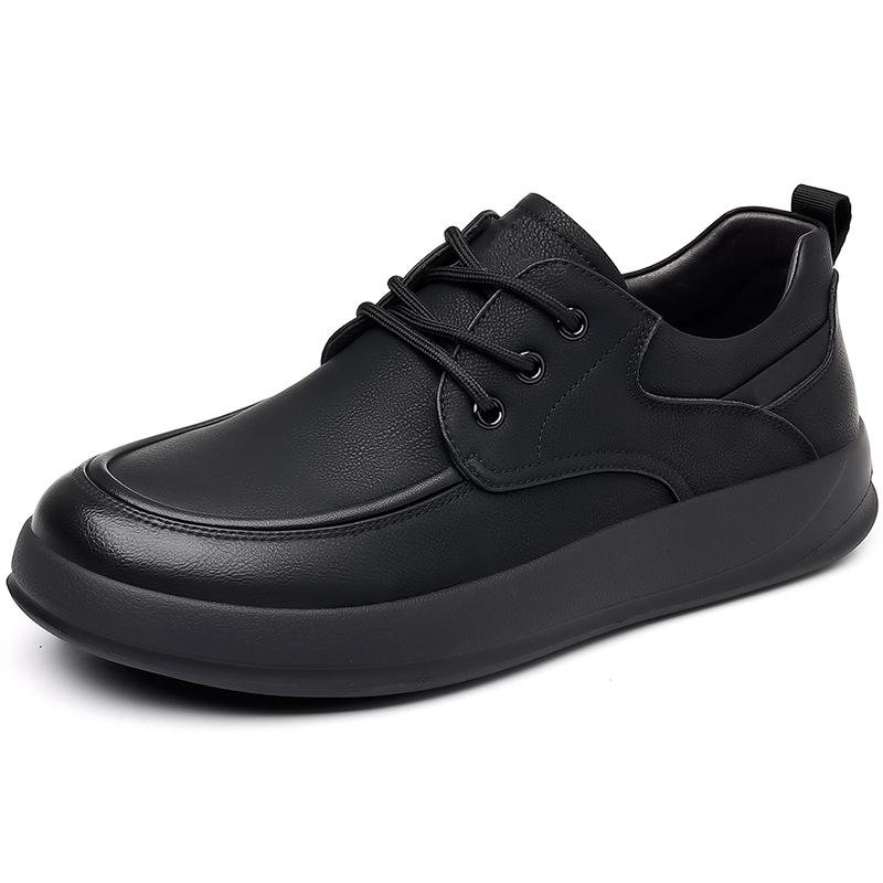 Men's High Quality Casual Leather Shoes with Breathable Lining, Soft Foam Outsole, Non-Slip Comfortable for Outdoor Travel Work
