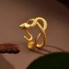 Vietnam Sand Gold Flying Serpent Ring: Women's Elegant Zodiac Year of the Snake Jewelry