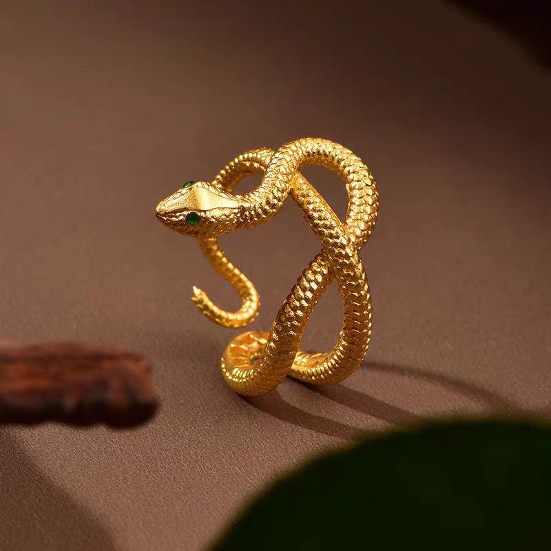 Vietnam Sand Gold Flying Serpent Ring: Women s Elegant Zodiac Year of the Snake Jewelry
