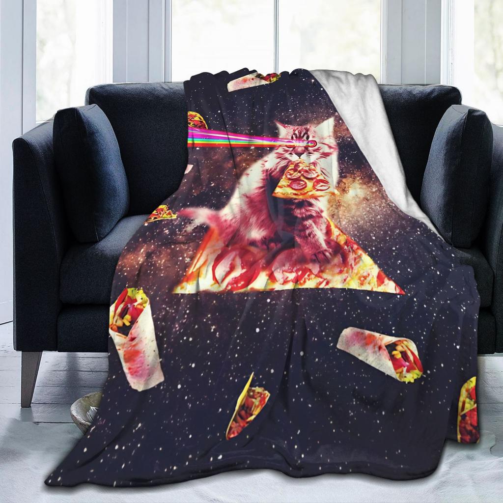 Outer Space Pizza Cat Rainbow Laser Taco Blankets Wool Throw Blanket Bedding Decoration Lightweight Bedspreads Multi-function