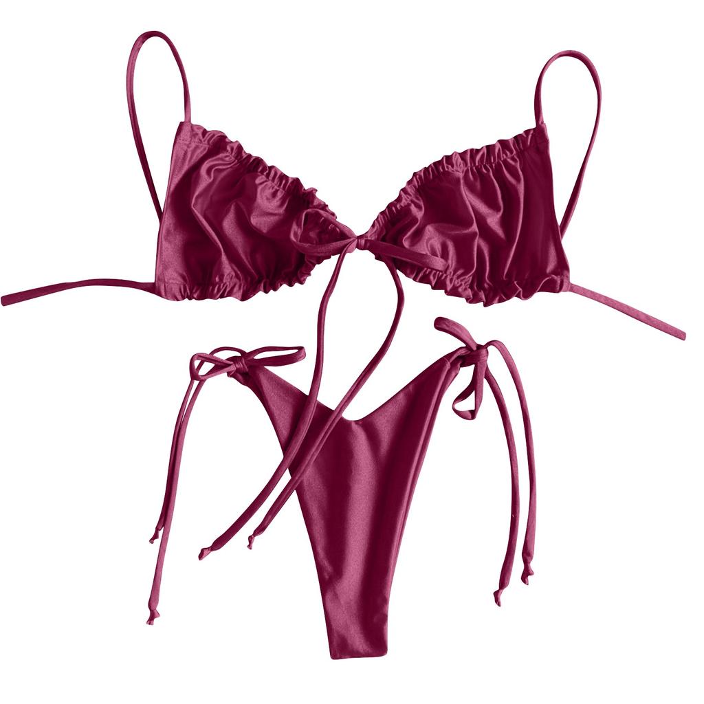 Women's Swimwear Colour Bikini Strappy Swimsuit Split Swimsuit Set