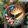 2D Flat 1pc American Flag Aluminum Metal Tin Sign, Freedom Spirit Round Aluminum Sign, Eagle Soaring 7.87X7.87 Round Aluminum Sign - Patriotic Pride
