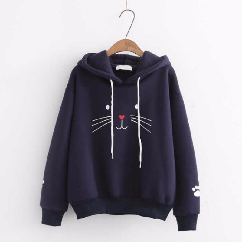 Long Sleeve Hooded Sweater Schoolgirl Thickened Thickened Jacket