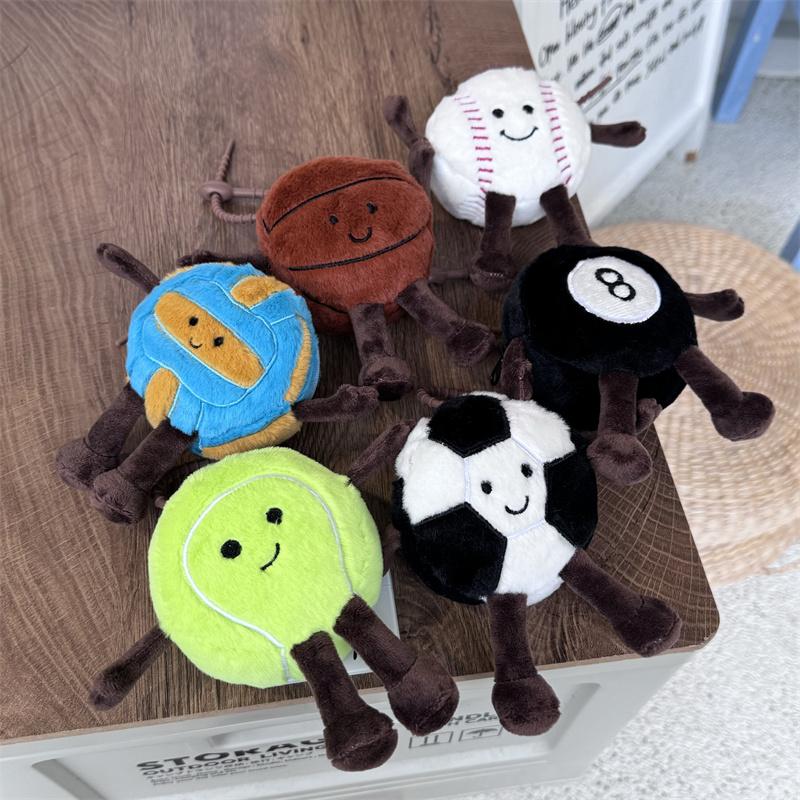 Kawaii Sports Ball Plush Keychain Coin Purse Football Basketball Tennis Baseball Stuffed Toy Cute Bag Decor Birthday Gifts Girl