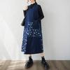 DIMANAF Damen Übergröße Jeanskleid Blumendruck Ärmellos Baumwolle Vintage Locker Lässige Kleider Maxi Langes Kleid