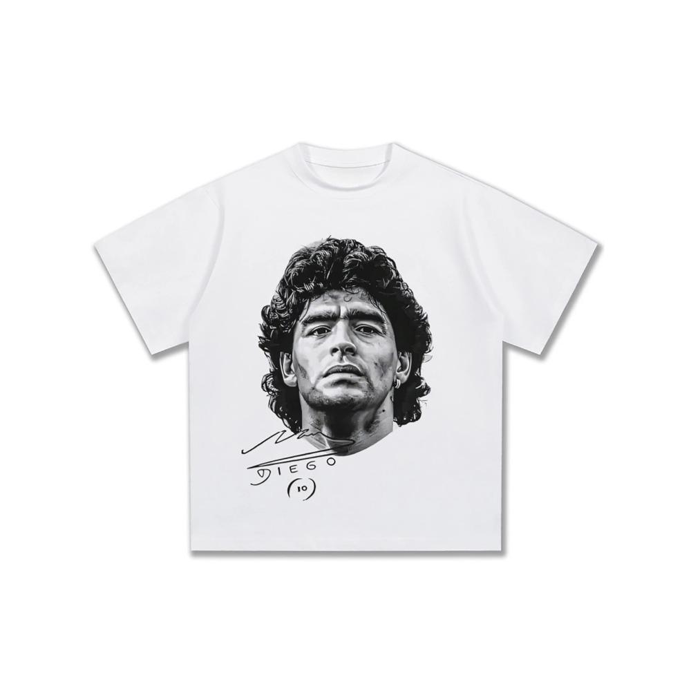 Maradona Star Printed Short-sleeved T-shirt Men's American Fashion Brand Loose Round Neck Pure Cotton Casual High-quality Tee