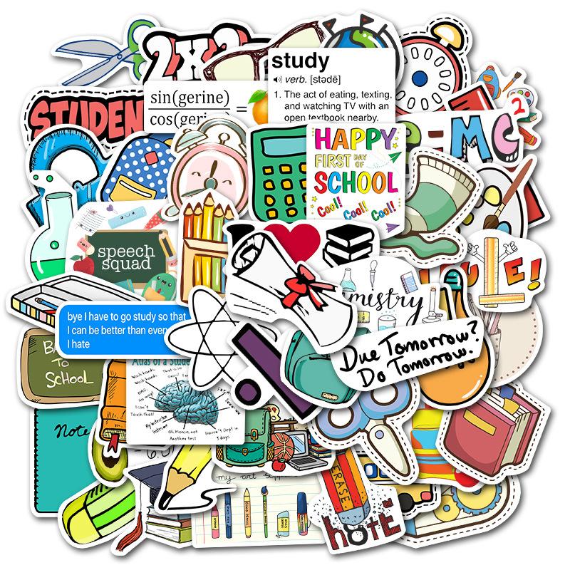 100 School Supplies for The Opening Season of School, Graffiti Stickers, DIY Decorative Backpack, Guitar Suitcase, Laptop Waterproof Stickers
