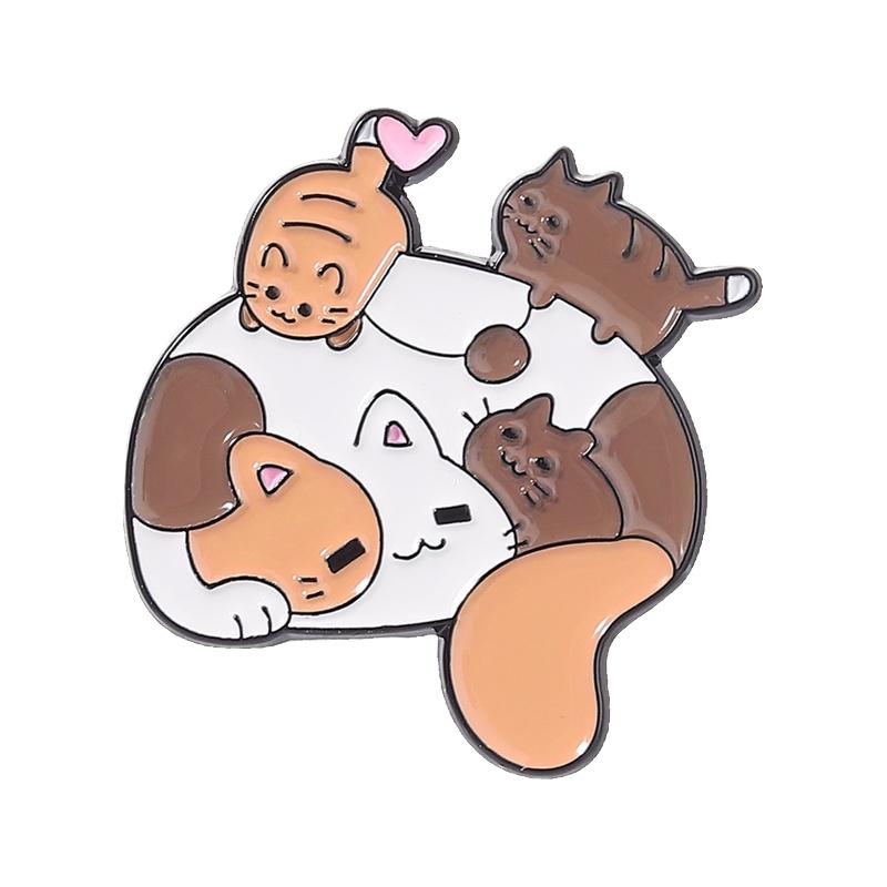 Cartoon Mom Cat Enamel Pins Kawaii Sleeping Kittens Animal Brooches Lapel Badge Mother s Day Jewelry Gifts For Friends Mother