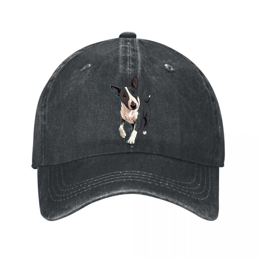 Playful Bull Terrier Pop Art New Vintage Washed Cotton Baseball Cap Sun Hats