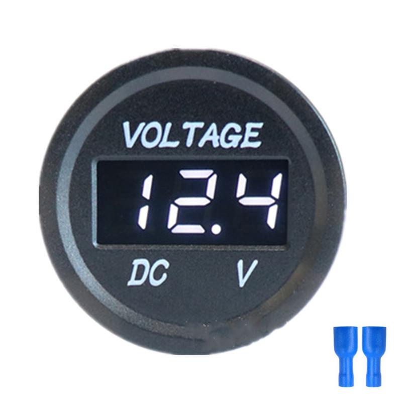 DC 5-48V Car Motorcycle Voltmeter Mini Digital Waterproof LED Panel Tester Display Round Volt Meter Gauge