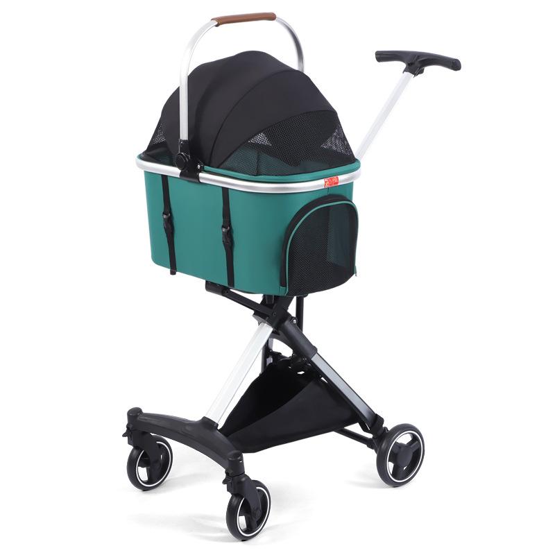 Foldable Pet Strollers Small Medium Dog Lightweight Four-wheel Stroller Multifunctional Carrying Basket Outdoor Travel Carrier