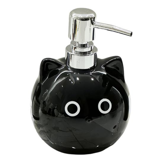 480ml Ceramic Soap Dispenser Black Cat Design Lead-free Soap Holder Cartoon Animal Design Shampoo Dispenser Bathroom Decor