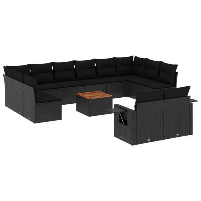 VidaXL Garden Lounge Set with Cushions 13 Pcs, Patio Sofas, Patio Furniture Set, Outdoor Furniture, Black 3224795