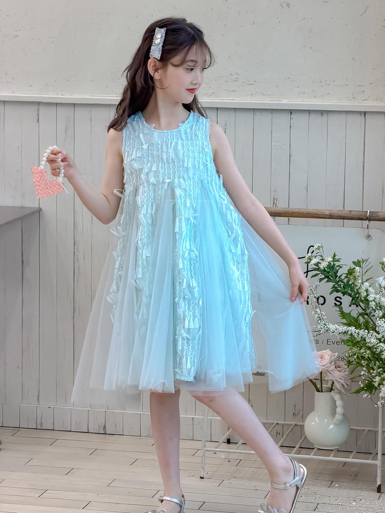 Girls' dress 26 summer new shiny mesh princess dress elegant fairy dress big children's dress