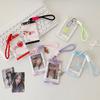 Portable Sliding Keychain Card Holder with Transparent Window Wristlet Lanyard K-Pop Idol Photo Card Storage Case Bag Pendant