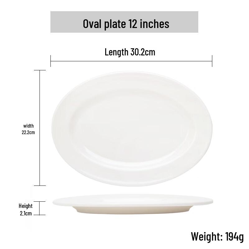 Qianxing 12-inch White Melamine Oval Serving Plates (10-Pack)