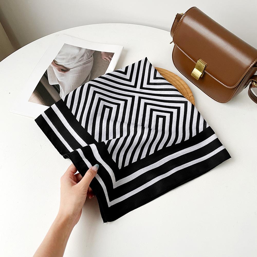 Retro Cotton And Linen Herringbone Pattern Small Square Scarf Silk Scarf Versatile Square Scarf Belt Silk Scarf Clothing With Neck Scarf
