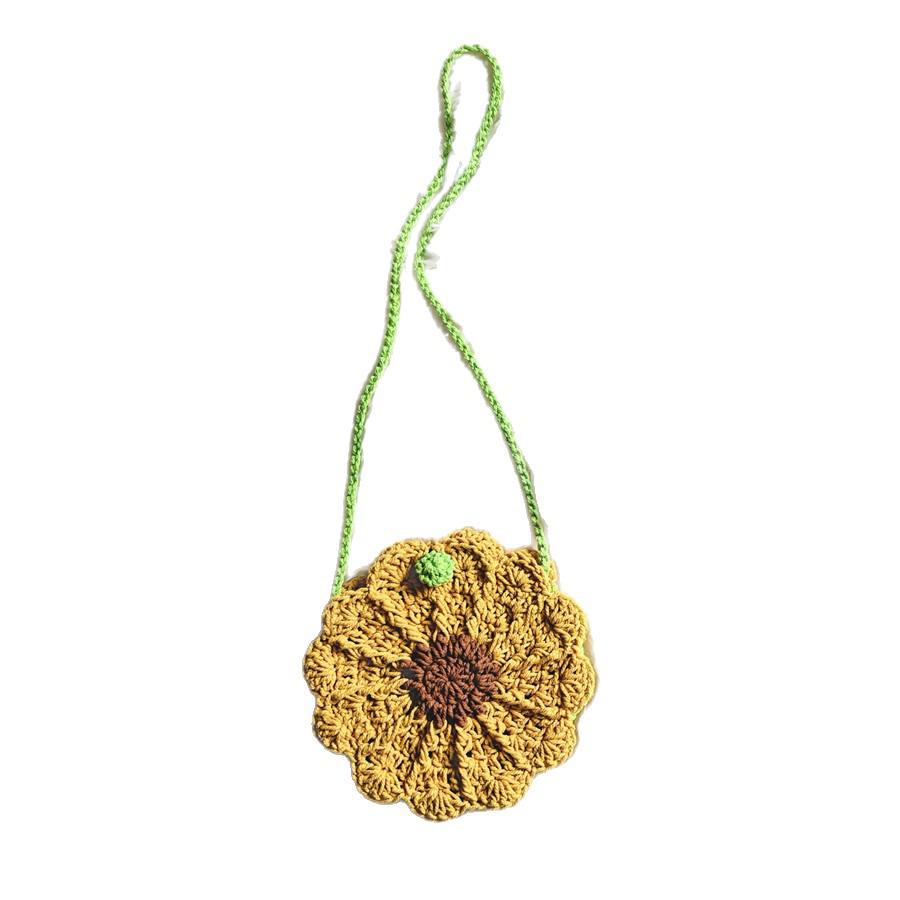 Borsa a tracolla rotonda piccola Daisy: Portafoglio per Cellulare e Monete, Borsa a Tracolla Intrecciata per Vacanze al Mare e Giornate in Spiaggia