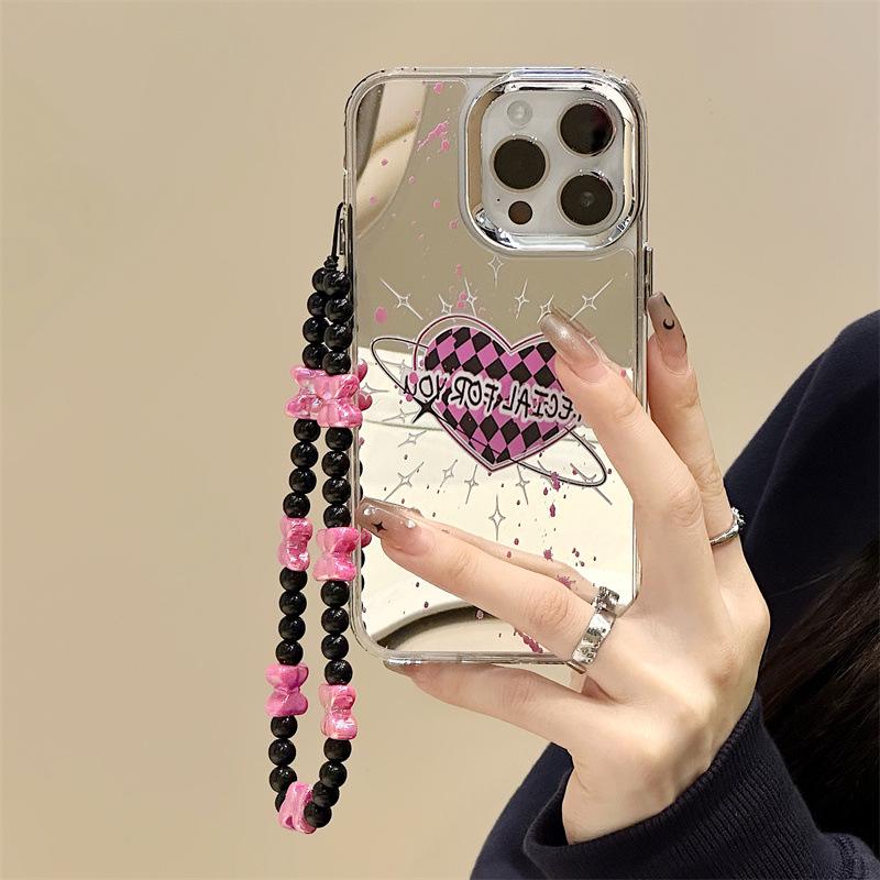 

Зеркальный чехол Zhitai 3-в-1 для iPhone 15/14/13 Pro с цепочкой для мобильного телефона iPhone 16 Pro Max