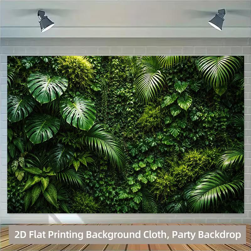 2D Realistic Tropical Fern Ivy Moss Vertical Plant Wall Portrait Shooting Backdrop 47.2x31.5inch/120*80cm