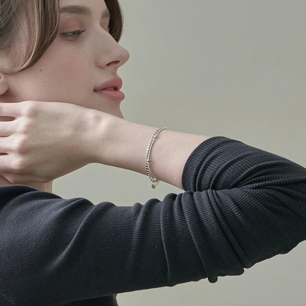 Mimi.J Jewelry 925 Silver Full Moon Double-Line Bracelet