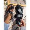 Women's Plus Size Flat Flip Flop Slipper Women's Cover-Toe Metal Belt Buckle Flat Heel Sandal