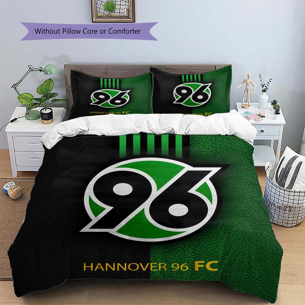 Hannover 96 Vzorovaná Sada Povlečení a Prošívané Deky Domácí Dekorace Dárek (1 * povlak na peřinu + 2 * povlak na polštář bez jádra)