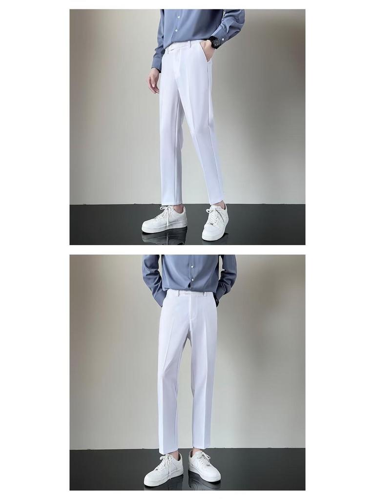 Men's Lightweight Korean Style Slim Fit Casual Suit Pants