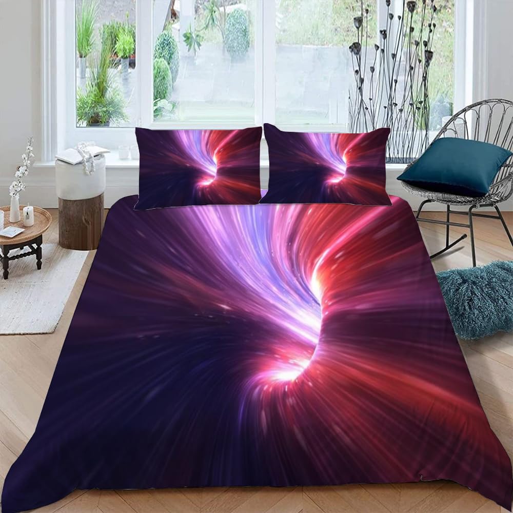 Visual Space Bedding Set Colorful Art Comforter Cover Rainbow Gradient Duvet Cover Optical Illusion Bedspread Cover Full King