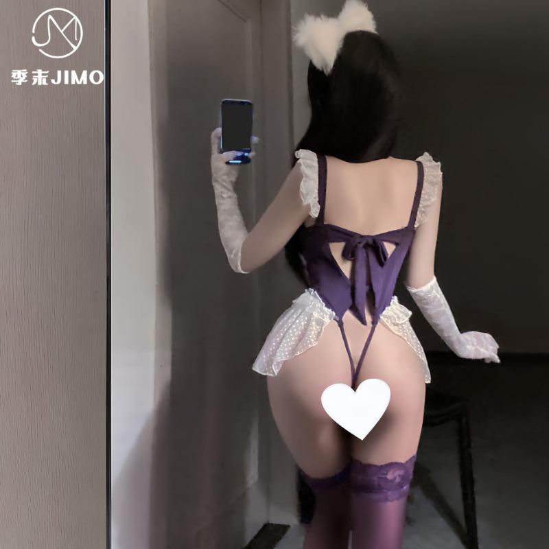 Sex underwear style low cut sexy splicing net socks lace onesie cross color matching ruffle edge women