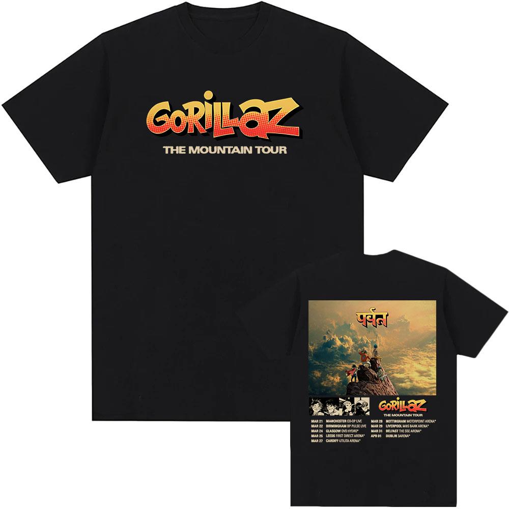 

Gorillaz The Mountain Tour 2026 Футболка Короткий Рукав Вільна Чоловіча/Жіноча Футболки Мода Вільний Унісекс Вуличний Одяг Хіп-Хоп Одяг M