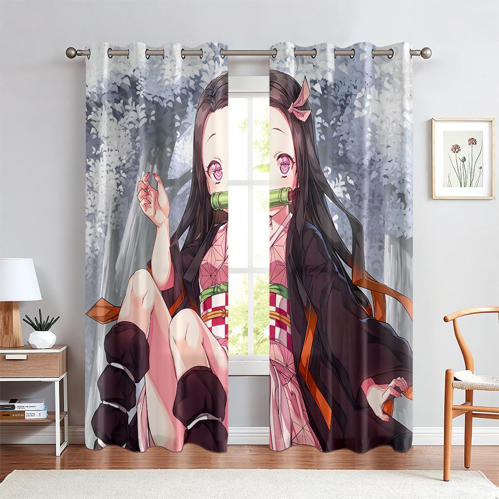 3D Cartoon Anime Character Curtains Children's Favorite Bedroom Decor Anime Curtains 2 Panels Boy Girl Room Den Window Decor