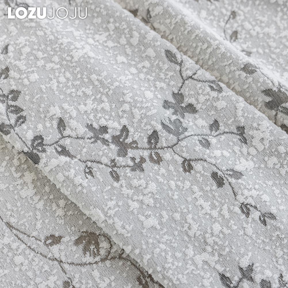 1PC LOZUJOJU Vintage Rural Style Jacquard Curtains, Gray Rattan Vine Branch Leaf Sheer Curtain for Bedroom Living Room Home Decor
