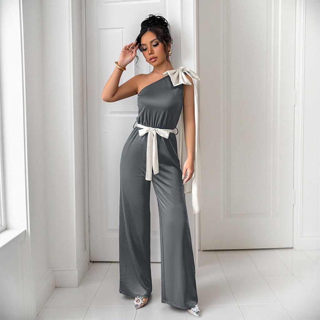 Women's Summer Jumpsuit Elegant Sexy Sleeveless Bodysuit Casual Wide Leg Pants