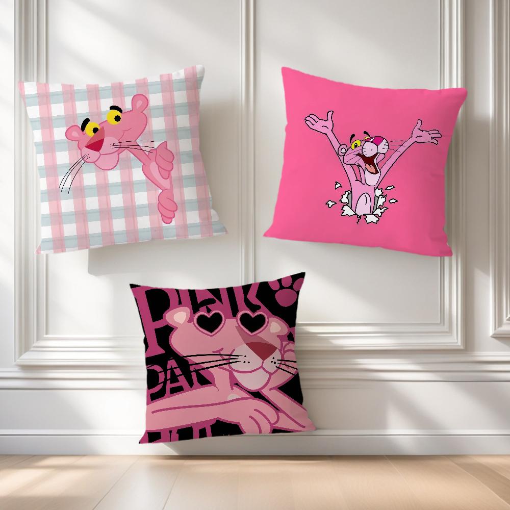 Cushion P-Pink Cover Soft Comfortable Pillow Case For Sofa Living Room Cartoon Panthers Home Office Decor Protective Covers