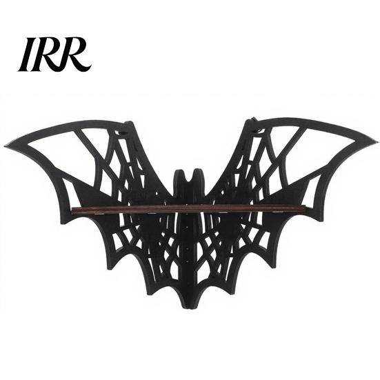 Small Floating Rack Halloween Bat Corner Shelf, Decorative Wooden Wall Mount Display Unique Storage Spiderweb Design Gothic for Home, Bedroom, Kitchen