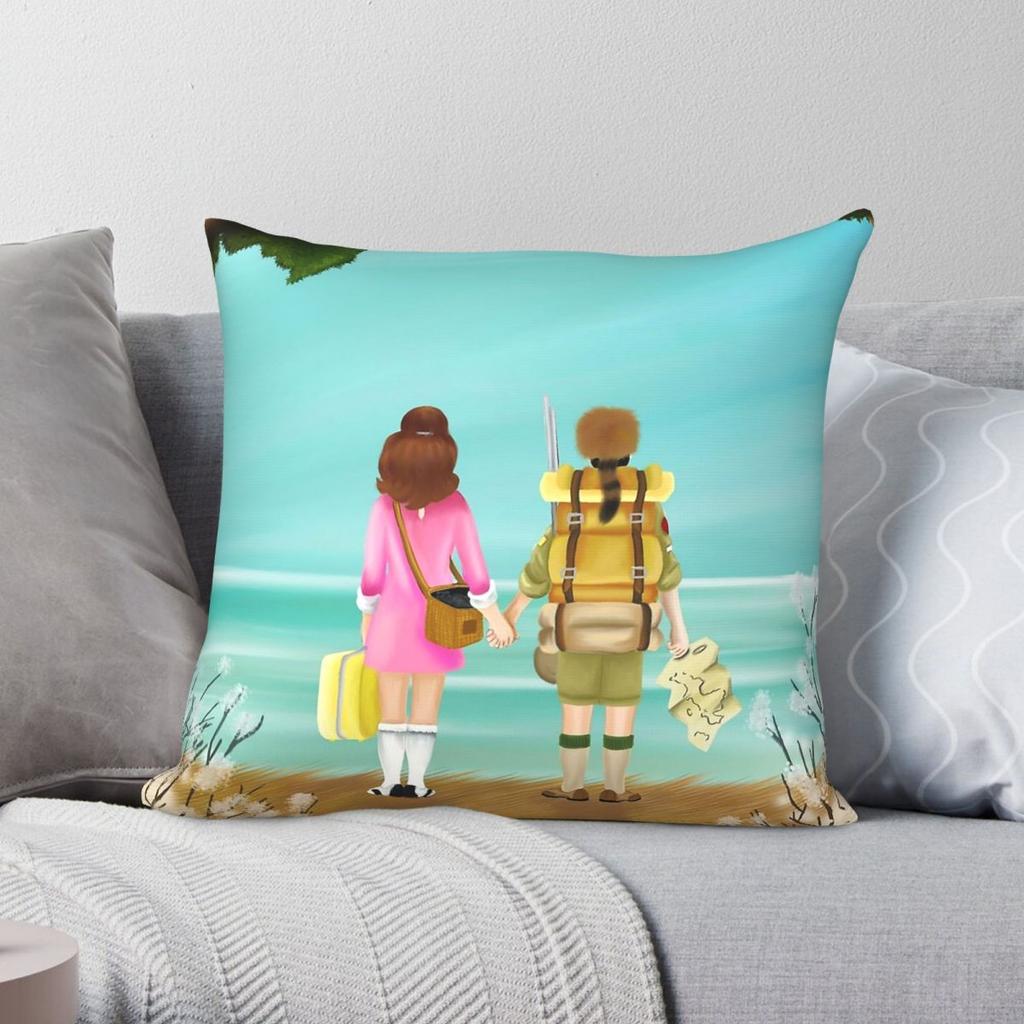 Moonrise Kingdom Film Square Pillowcase Polyester Linen Velvet Printed Zip Decorative Throw Pillow Case Bed Cushion Cover